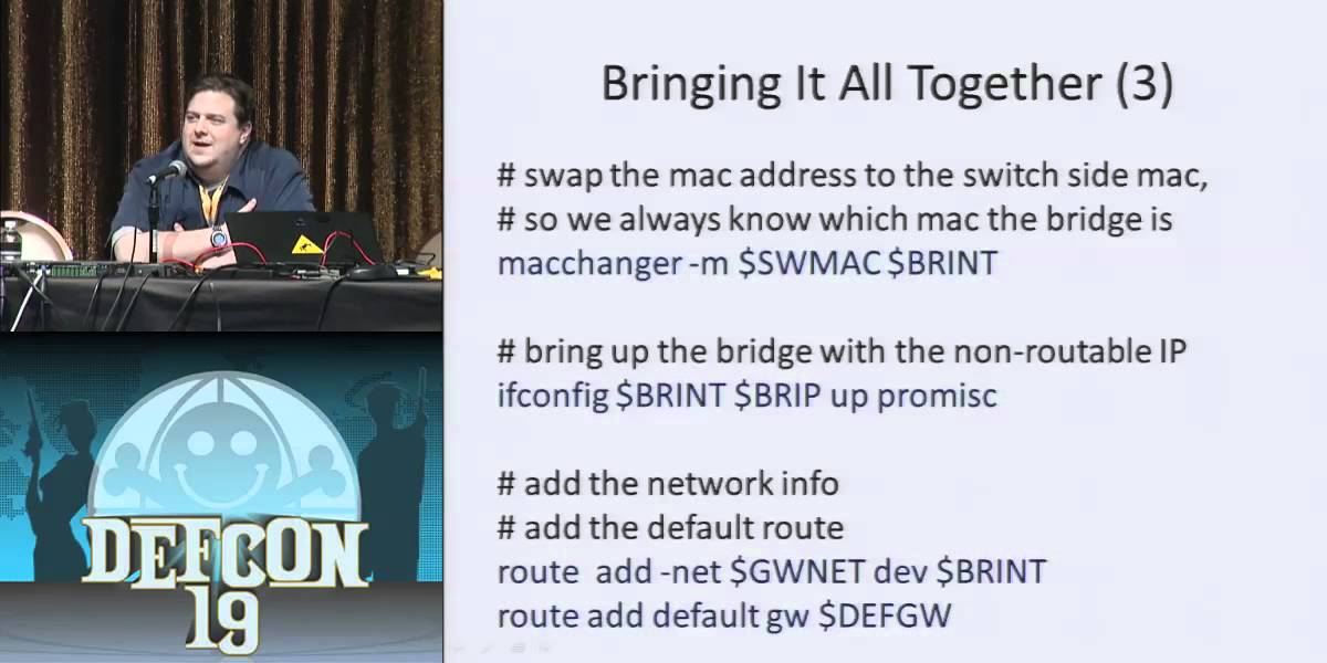 DEF CON 19: Defeating wired 802.1x with a transparent bridge using Linux